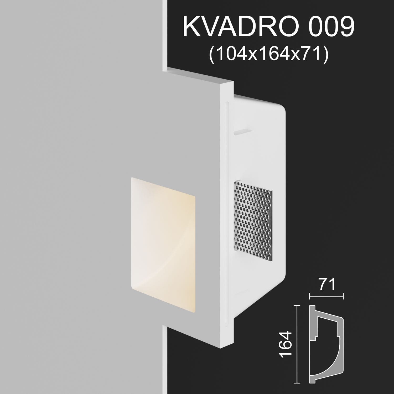 Светильник встраиваемый точечный гипсовый KVADRO 009