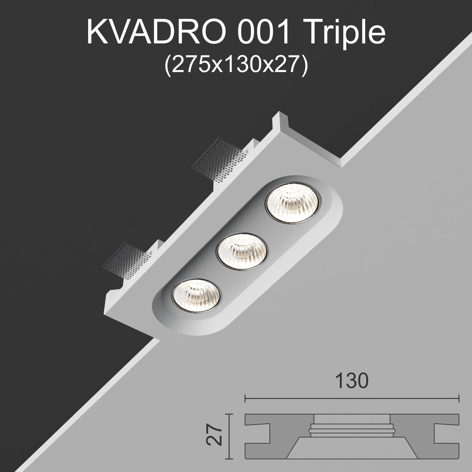 Светильник встраиваемый точечный гипсовый KVADRO 001 Triple