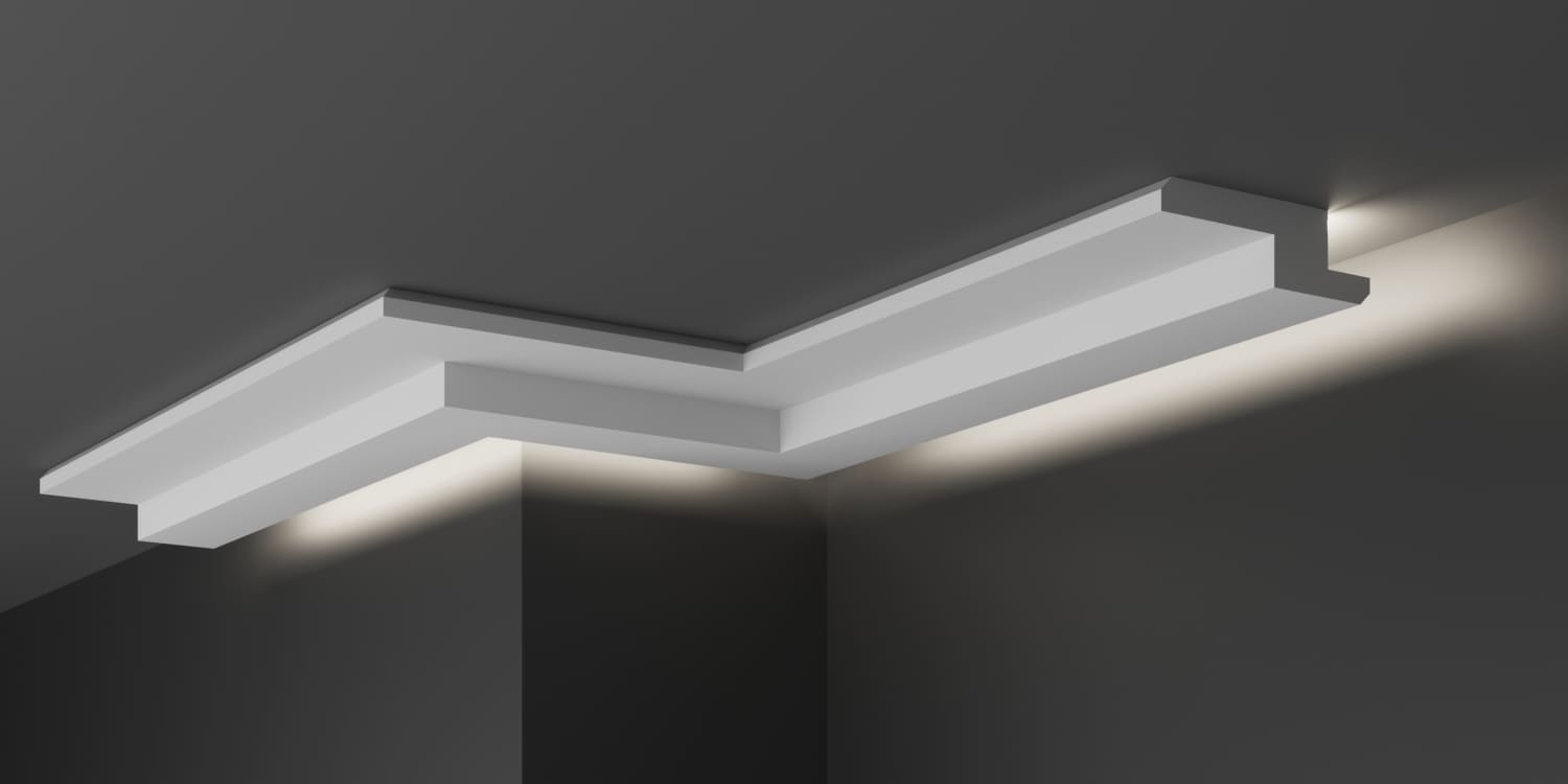 Карниз потолочный гипсовый с подсветкой КГС 016 3